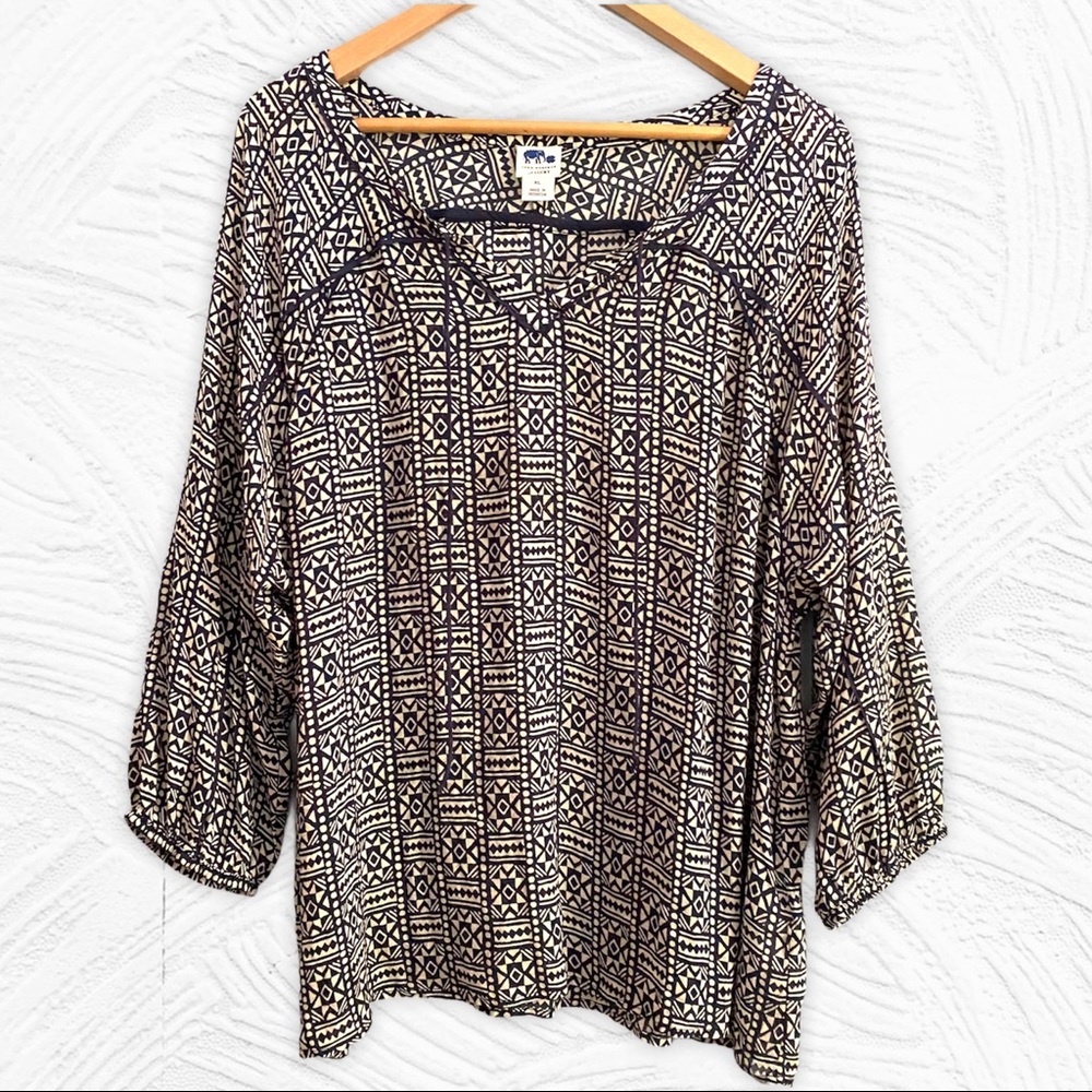 John Robshaw for Lucky Brand V-neck Blouse